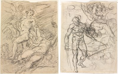 Orfeus a Eurydika (recto); Figurální studie (verze) od Jean-Honore Fragonard
