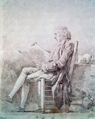 Portrét opata Saint Non (sangvinik na papíře) od Jean Honore Fragonard