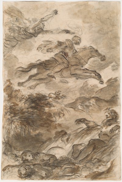 Rinaldo, Astride Baiardo, odlétají při pronásledování Angeliky od Jean Honore Fragonard
