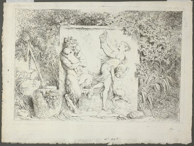 Rodina Satyrů, z knihy Bacchanales, neboli Satyrské hry od Jean Honore Fragonard