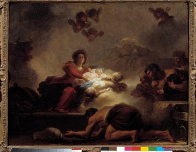 Obraz Klanění pastýřů od Jean-Honore Fragonarda (1732-1806). 18. století. Ztlumit. 0,73x0,93 m. od Jean Honore Fragonard