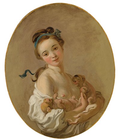 Mladá dívka drží dvě štěňata, c.1770 od Jean Honore Fragonard