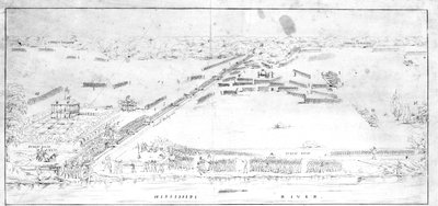 Pohled na bitvu u plantáže Chalmettes, 8. ledna 1815. od Jean Hyacinthe Laclotte