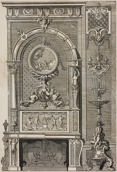 Kamin, von Jean Berain, Gravur von Scotin Aine aus L