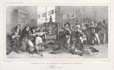 Sestup do workshopů Svobody tisku od Jean Ignace Isidore Grandville, and Auguste Desperet