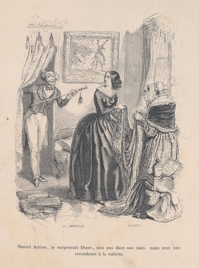 Jako nový Actaeon jsem Dianu překvapil, ne ve vaně, ale s dealerem v koupelně. ..., 1843 od Jean Ignace Isidore Gérard