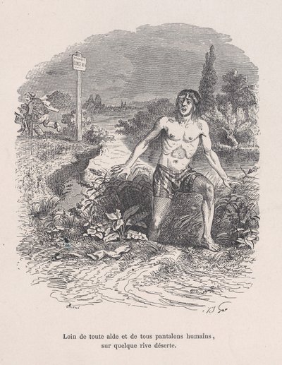 Pryč od veškeré pomoci a bez kalhot, na nějakém opuštěném břehu z Malé bídy H..., 1843. od Jean Ignace Isidore Gérard