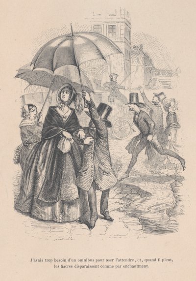 Příliš jsem potřeboval omnibus, ale jakmile začne pršet, všichni se zdají být d..., 1843. od Jean Ignace Isidore Gérard
