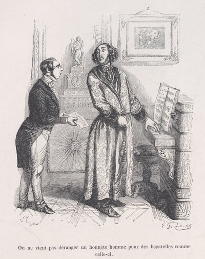 Čestného člověka s takovými maličkostmi neobtěžujeme. z Malé bídy Humy..., 1843. od Jean Ignace Isidore Gérard