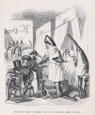 Chystáme se nařezat svaly, řezat kosti, jedním slovem léčit nemocné ze Sc..., ca. 1837-47. od Jean Ignace Isidore Gérard