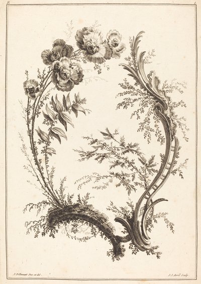 Ornament s květinami od Jean Jacques Avril I after Jean Baptiste Pillement