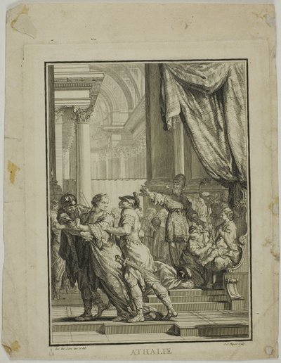Frontispis k Athalii, V. dějství, VI. scéna, z Racinova díla od Jean Jacques Flipart