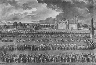 Průvod sultána na hipodromu od Jean Jacques Francois Le Barbier