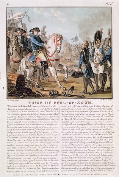 The Taking of Berg-op-Zoom, Nizozemsko, 1747, vyryl Jean Baptiste Morret (fl. 1790-1820), 1787 od Jean Jacques Francois Le Barbier