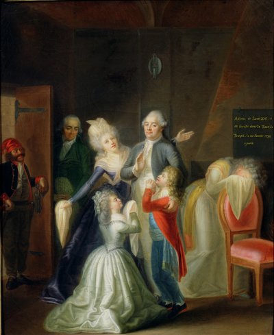 Rozloučení s Ludvíkem XVI. jeho rodinou v chrámu, 20. ledna 1793 od Jean Jacques Hauer