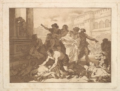 La Peste chez les Philistines Mor mezi Filištíny, v albu obsahujícím R..., 1782-1821. od Jean Jacques Lagrenee