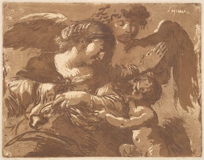 The Guardian Angel, v albu obsahujícím Recueil de Compositions p..., 1782-1821. od Jean Jacques Lagrenee