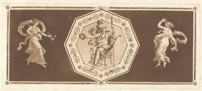 Minerva sedící v ozdobném osmiúhelníku, s postavou nalevo a napravo Noc..., 1784. od Jean Jacques Lagrenee