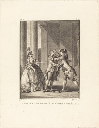 Mýlím se, drahá Valère, a prosím o prominutí od Jean Jacques Le Veau after Jean Michel Moreau