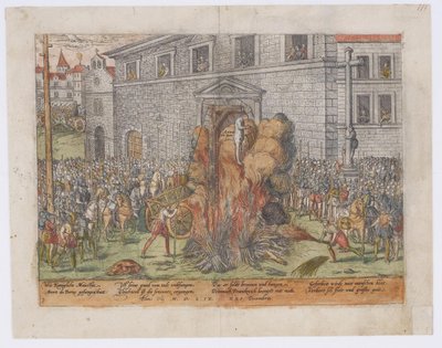 Poprava Anny du Bourg dne 23. prosince 1559, 1568 od Jean Jacques Perrissin