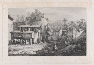 Krajina s podkovářem, Pohled na Terrebasse, Francie, 1808. od Jean Jacques de Boissieu