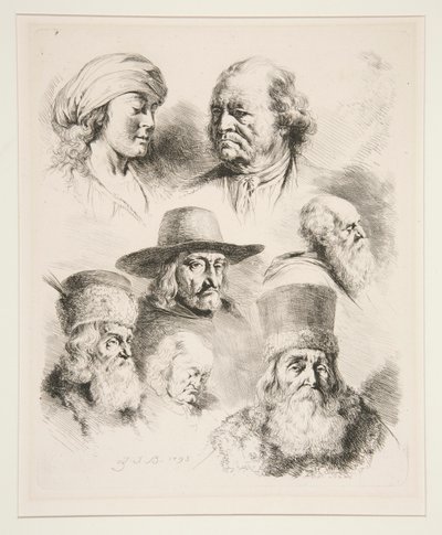 Sedm portrétních hlav od Jean Jacques de Boissieu