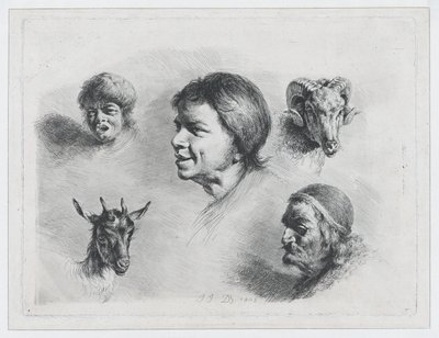 Studie o pěti hlavách, 1803. od Jean Jacques de Boissieu