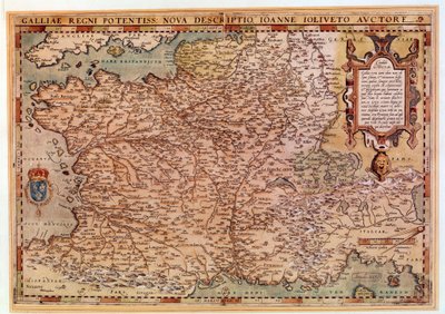 Zeměpisná mapa Francie od Jeana Joliveta (16. století) 1570 Paříž, B.N. od Jean Jolivet