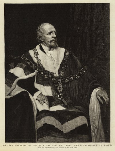 H E markýz z Dufferinu a Avy, KP, GCB, velvyslanec HBM ve Francii od Jean Joseph Benjamin Constant