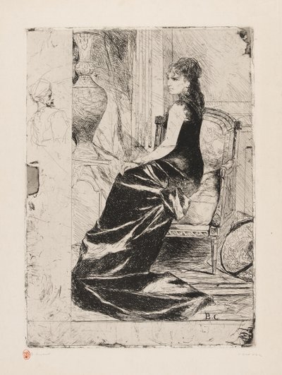 Žena v černém, asi 1876 (lept na krémovém papíře) od Jean Joseph Benjamin Constant