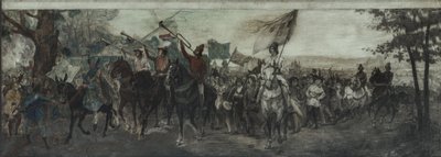 Náčrt výzdoby galerie na čestném dvoře Sorbonny: La Fête du Lendit, mezi lety 1894 a 1903 (olej) od Jean Joseph Weerts