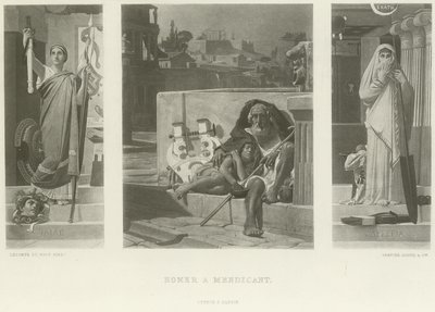 Homer žebrák (hlubotisk) od Jean Jules Antoine Lecomte du Nouy