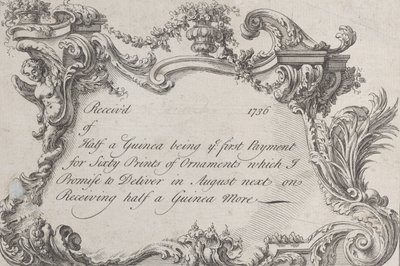 Obchodní karta pro Frazera, armádního tiskaře, papírníka a knihaře, 1736. od Jean La Rocque