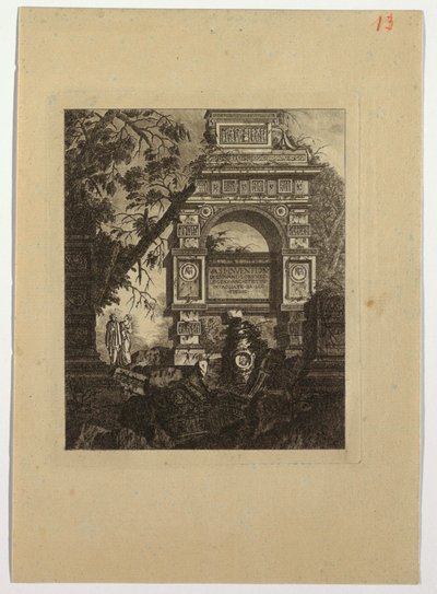 Frontispis, vynález vasi, z "Sbírka různých předmětů váz, hrobek, ruin a fontán, užitečných umělcům..." od Jean-Laurent Legeay