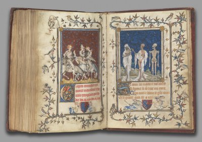 f.321v-322r z Modlitební knihy Bonne Lucemburské, vévodkyně z Normandie, před rokem 1349 (tempera, grisaille, inkoust a zlato na pergamenu) od Jean Le and workshop (attr. to) Noir