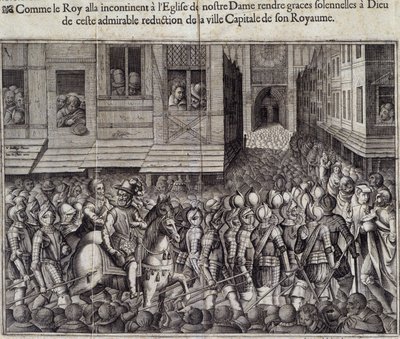 Vstup Jindřicha IV. (1553 - 1610) v Paříži dne 22. března 1594 a návštěva mše Cathedrale de Notre Dame - rytina Jeana Leclera, po Bollerym, Musee de Notre Dame de Paris od Jean Leclerc