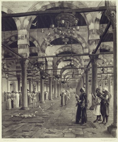 Veřejná modlitba v mešitě Amron, ze „Sbírka děl Jean-Leon Gerome ve 100 hlubotiskách“ od Jean Leon (after) Gerome