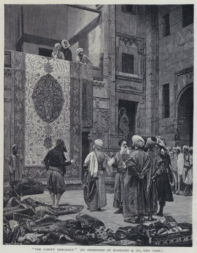 Obchodník s koberci (litho) od Jean Leon (after) Gerome