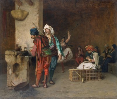 Cafe House, Cairo Casting Bullets, 1884 nebo starší. od Jean Leon Gerome