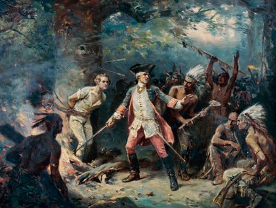 Záchrana majora Israela Putnama (1718-1790), zajatce indiánů - obraz Jeana Leona Geroma Ferrise (1863-1930 ) od Jean Leon Gerome