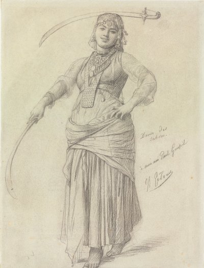 Šavlový tanec (tužka na papíře) od Jean Leon Gerome