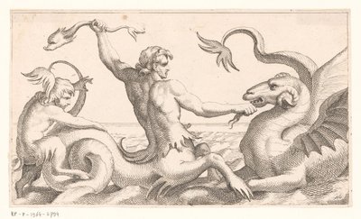 Triton bojuje s mořskou příšerou od Jean Lepautre (attributed to)