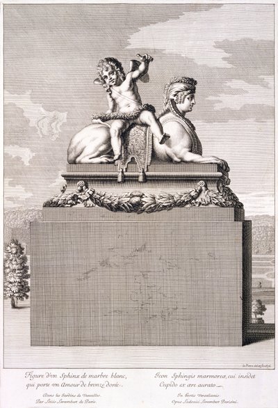 Figura sfingy ve Versailles, 1676 od Jean Lepautre
