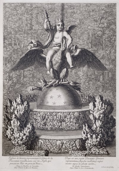 Fontány s dítětem představujícím génia královské moci od Pierra le Grose, ve Versailles, 1677 od Jean Lepautre
