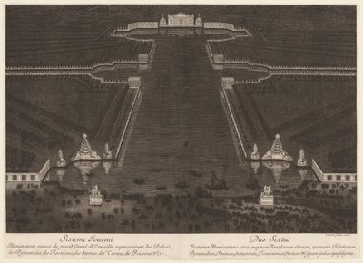 Iluminace kolem Grand Canal ve Versailles od Jean Lepautre
