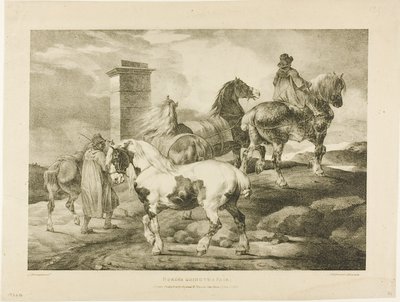 Koně jdoucí na veletrh, deska 3 z různých námětů kreslených ze života na kameni od Jean Louis André Théodore Géricault