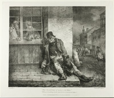Lítost nad smutkem ubohého starce... deska 2 z různých námětů kreslených ze života na kameni od Jean Louis André Théodore Géricault