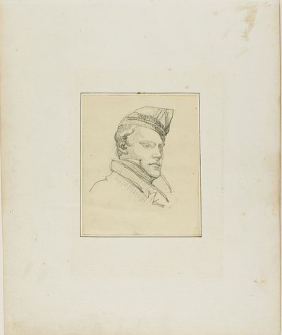 Portrét mladého muže ve vojenské čepici od Jean Louis André Théodore Géricault