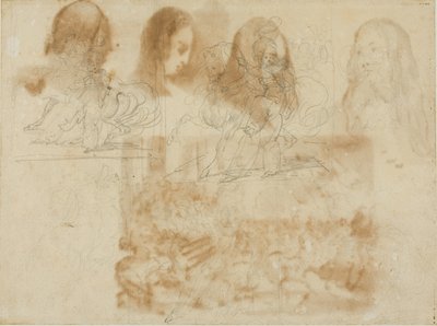 Šest skic chasníka vedle koně od Jean Louis André Théodore Géricault