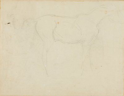 Náčrtek koně tváří vpravo a karikatura z profilu od Jean Louis André Théodore Géricault